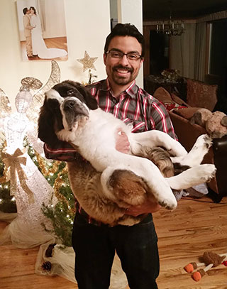 Dr. David with the family St. Bernard Freckles!